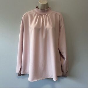 Alfani Pale Pink Long Sleeve Mock Neck Blouse Size L  NWT!